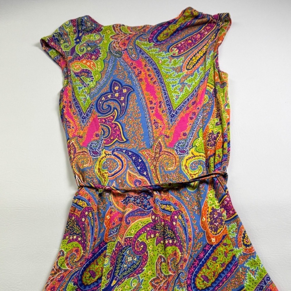 Lauren Ralph Lauren Women Multicolor Paisley Viscose Midi Dress Sze L Sleeveless - Picture 14 of 16